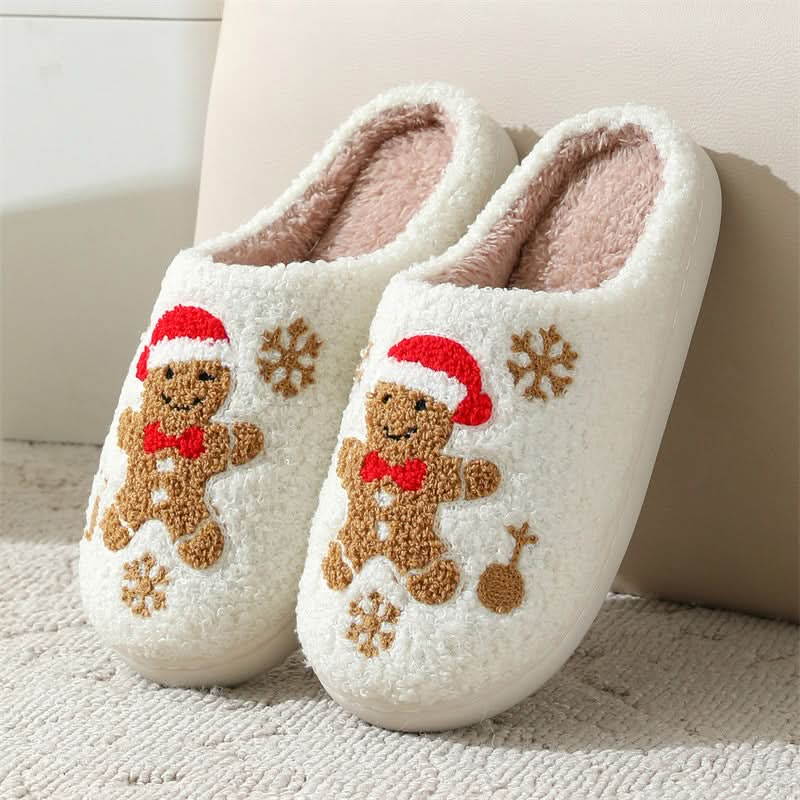 Winter Wonderland Snowflake Gingerbread Plush Slippers for Cozy Indoor Comfort Capri Clothes