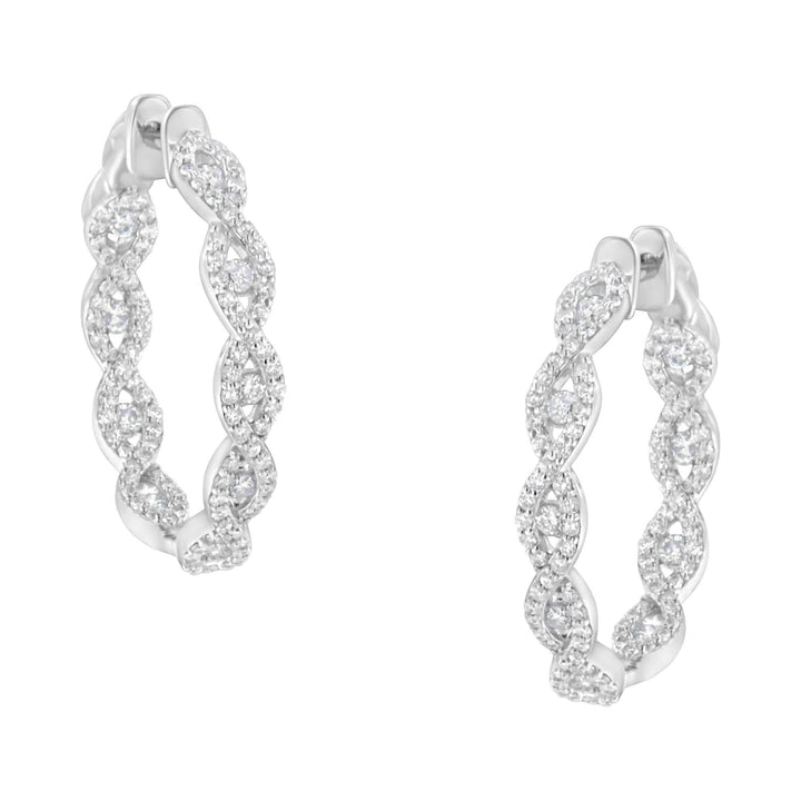 10K White Gold Diamond Infinity Hoop Earrings (1 1/2 cttw, H-I Color, I1-I2 Clarity) Lime Shadow