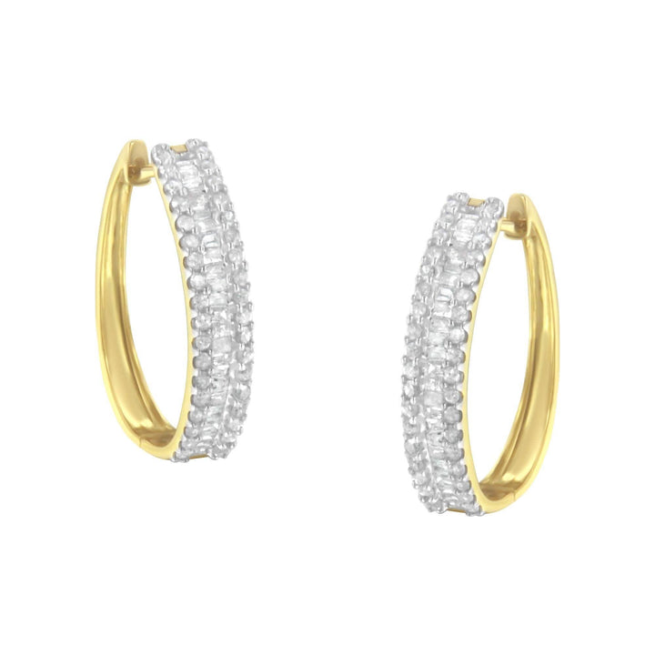 Sophisticated 10K Yellow Gold Diamond Hoop Earrings (3/4 cttw, I-J Color, I2-I3) Lime Shadow