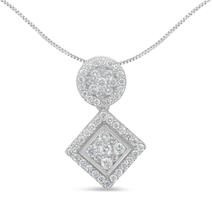 Modern Elegance: 14K White Gold Diamond Pendant Necklace with 1 Carat Total Weight Lime Shadow