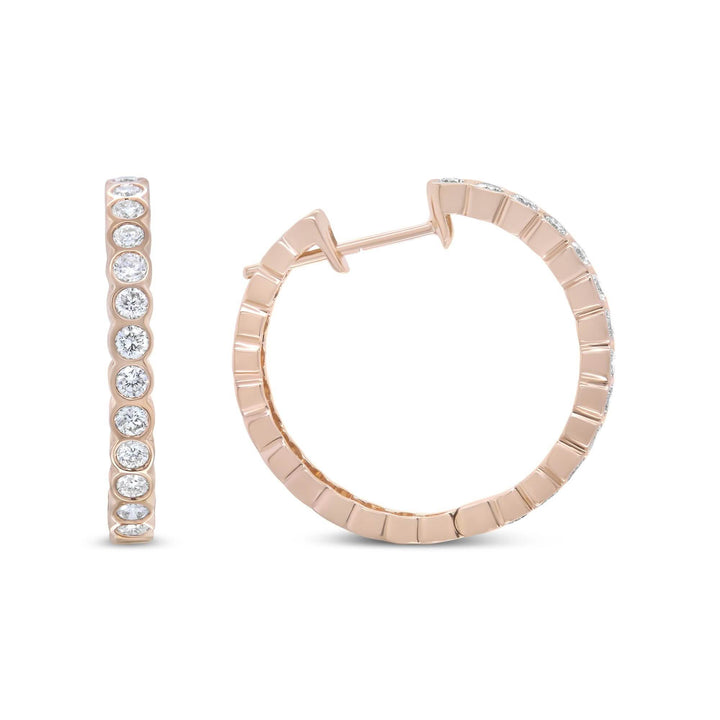 Rose Gold Diamond Hoop Earrings with 1 Cttw Brilliant Sparkle Lime Shadow