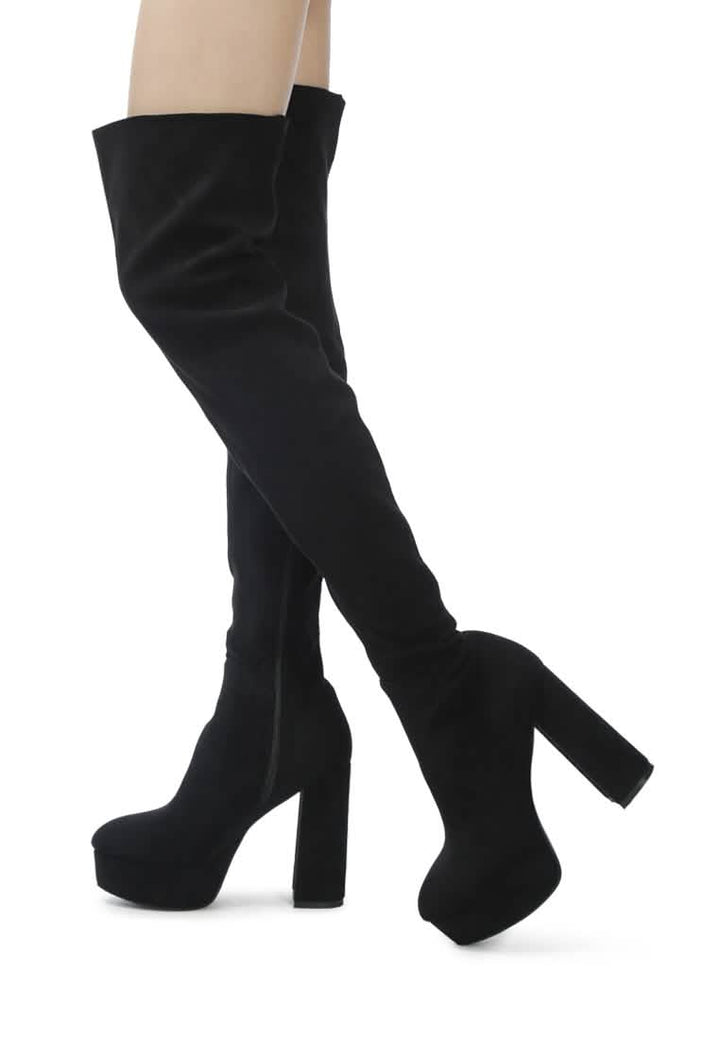 Bold Over-the-Knee Chunky Heel Fashion Boots Ruby Smudge