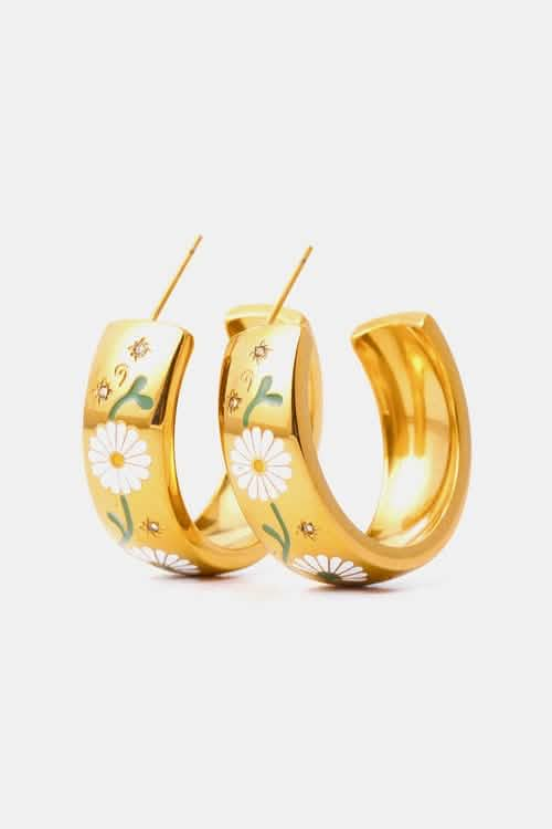 Contemporary Gold-Plated Stainless Steel C-Hoop Earrings Erin Theia