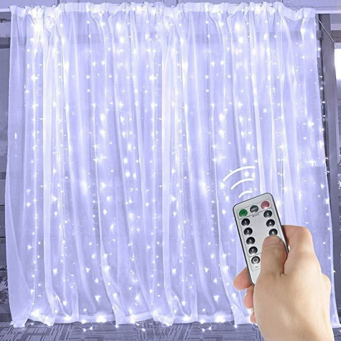 Remote-Controlled LED Curtain String Lights - USB-Powered Christmas Window Decorations for Home and Room Pink Lucy