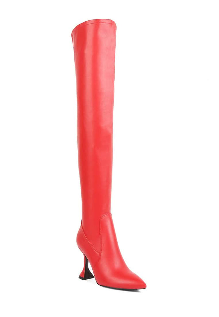 Sleek Brandy Faux Leather Over The Knee High Heeled Boots Ruby Smudge