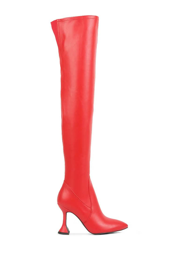 Sleek Brandy Faux Leather Over The Knee High Heeled Boots Ruby Smudge