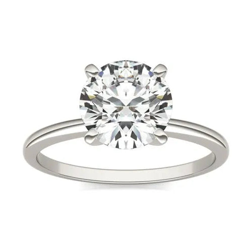 2 CTW Round Lab Grown Diamond Solitaire Engagement Ring 14K White Gold White Cassandra