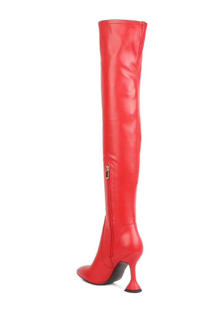 Sleek Brandy Faux Leather Over The Knee High Heeled Boots Ruby Smudge