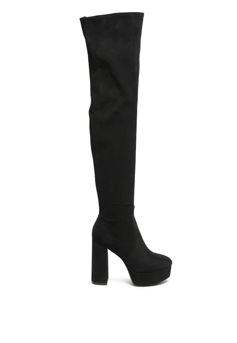 Bold Over-the-Knee Chunky Heel Fashion Boots Ruby Smudge