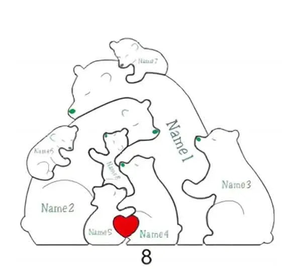 Handmade Wooden Bear Family Personalized Carving Crafts