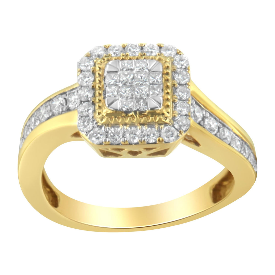 10KT Yellow Gold Diamond Cocktail Ring (5/8 cttw, H-I Color, SI2-I1 Cl Lime Shadow