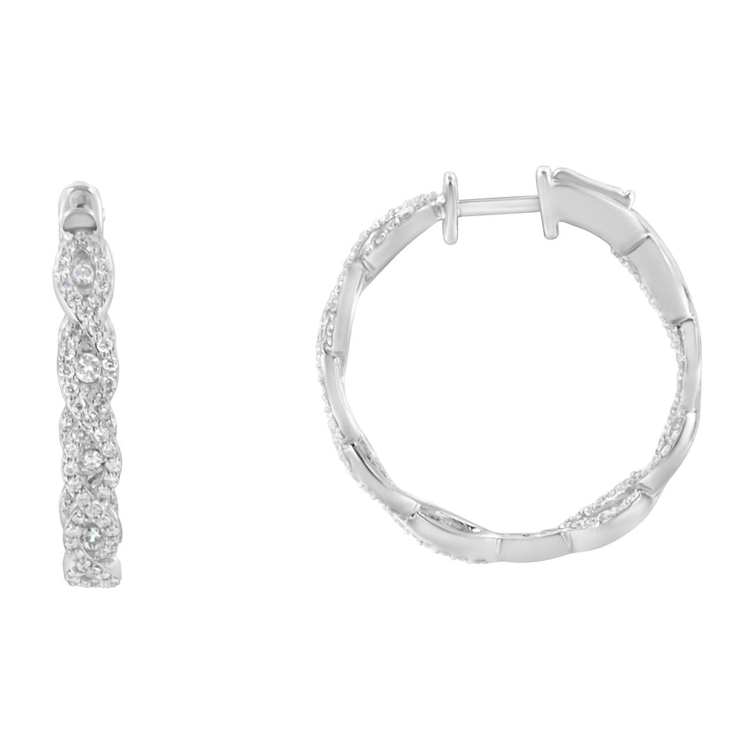 10K White Gold Diamond Infinity Hoop Earrings (1 1/2 cttw, H-I Color, I1-I2 Clarity) Lime Shadow