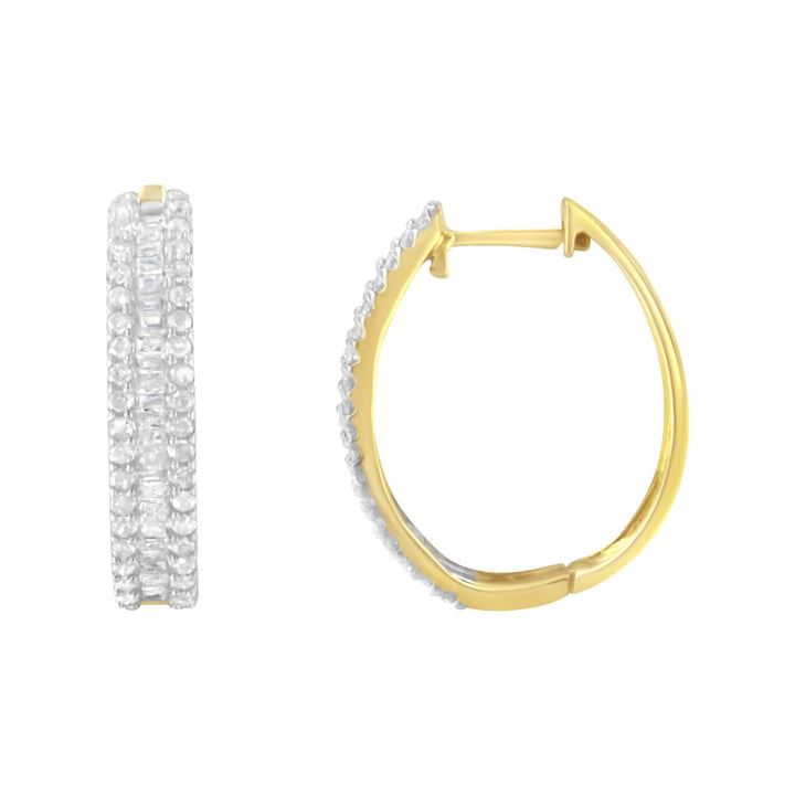 Sophisticated 10K Yellow Gold Diamond Hoop Earrings (3/4 cttw, I-J Color, I2-I3) Lime Shadow