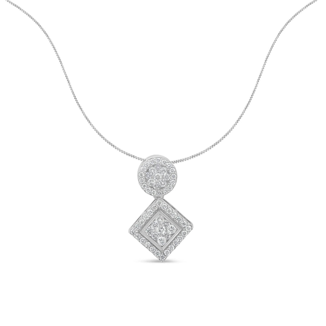 Modern Elegance: 14K White Gold Diamond Pendant Necklace with 1 Carat Total Weight Lime Shadow