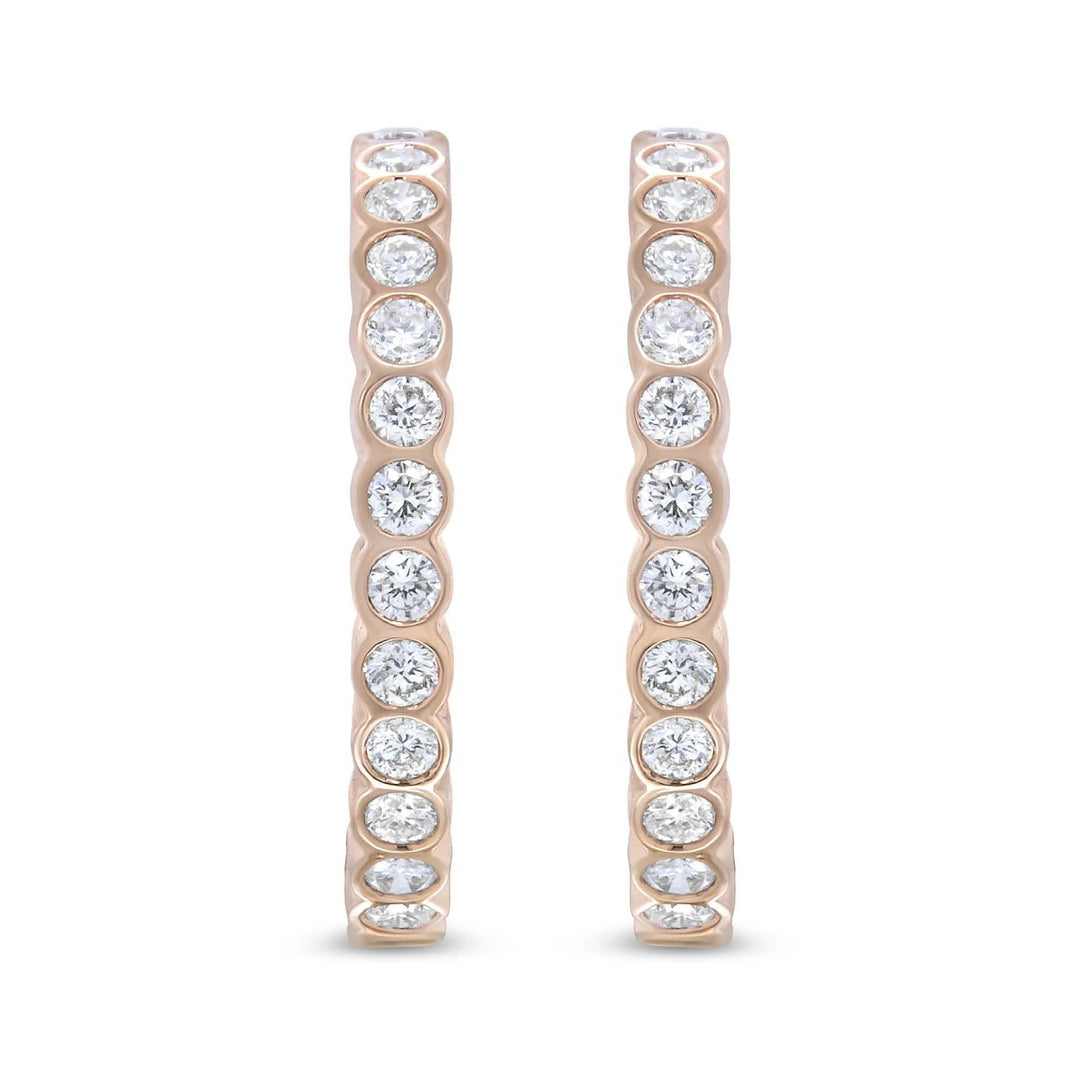 Rose Gold Diamond Hoop Earrings with 1 Cttw Brilliant Sparkle Lime Shadow