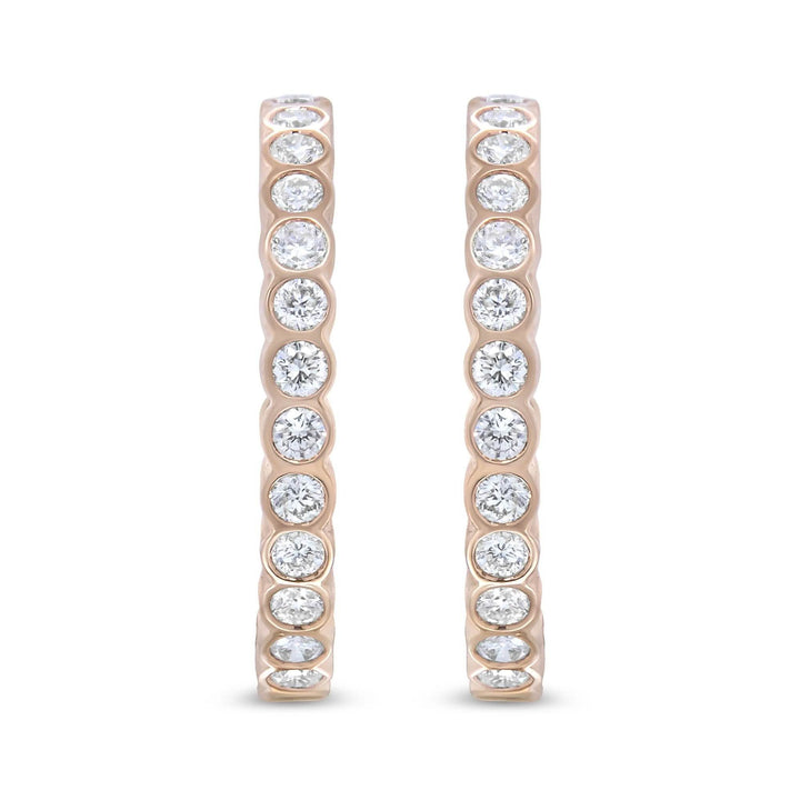 Rose Gold Diamond Hoop Earrings with 1 Cttw Brilliant Sparkle Lime Shadow