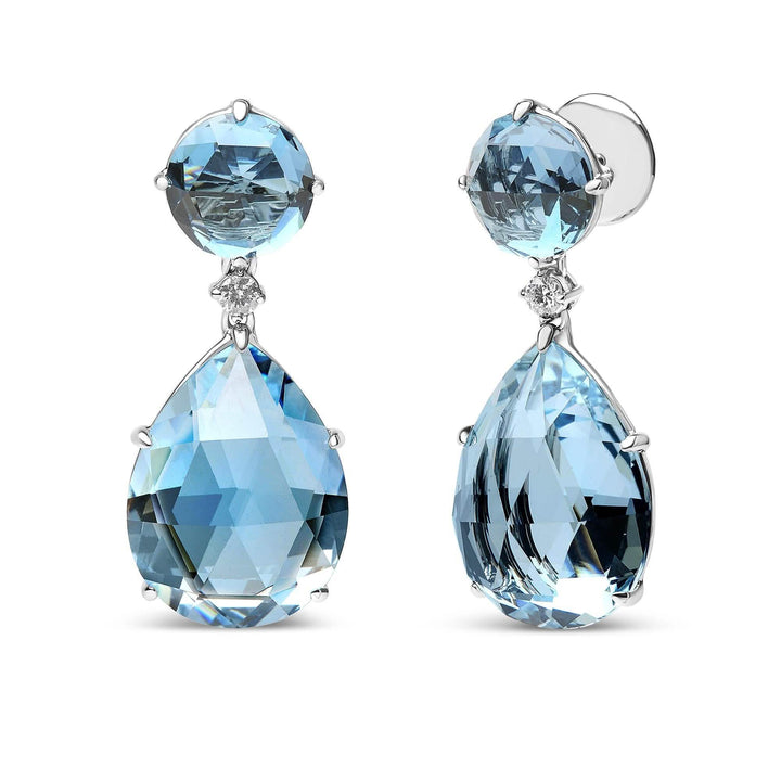 18K White Gold Dangle Earrings with London Blue Topaz and Sparkling Diamonds Lime Shadow