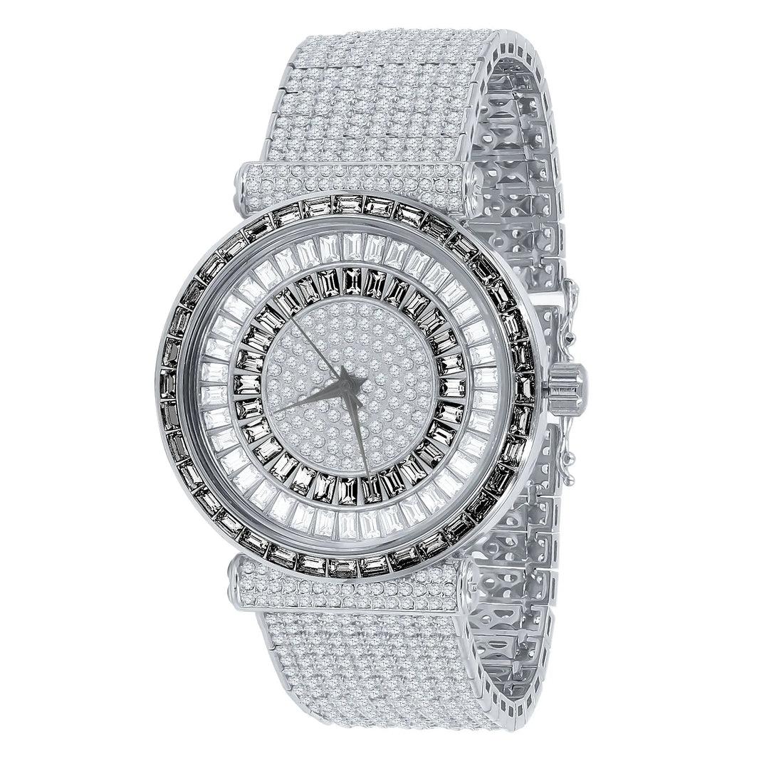 Stunning Rhodium-Plated FOXY CZ Timepiece | Model 5110347 Lilac Quartz