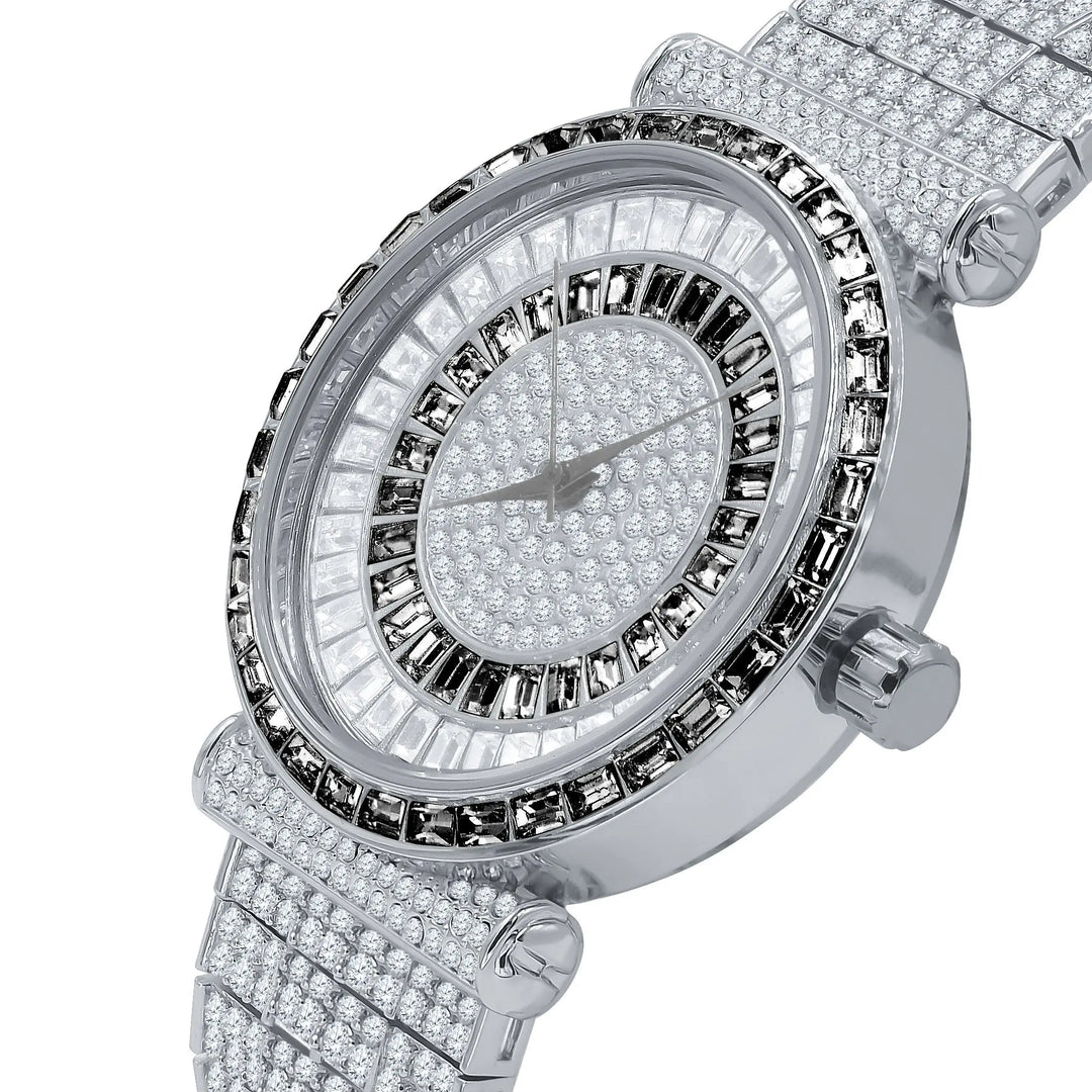 Stunning Rhodium-Plated FOXY CZ Timepiece | Model 5110347 Lilac Quartz