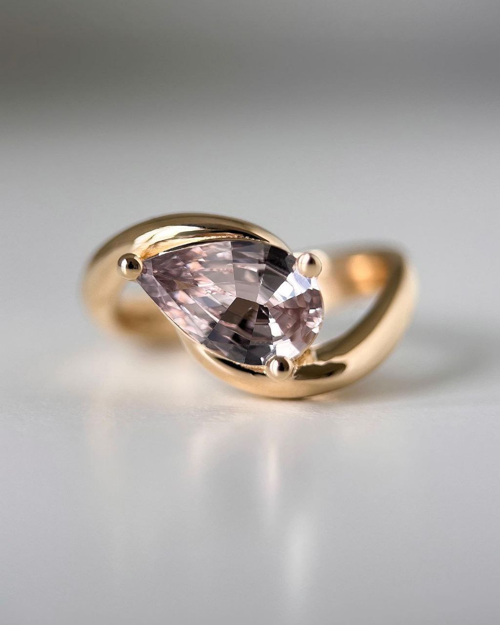 Gold Plated Silver White Zircon Marquise Ring Burgundy Lelantos