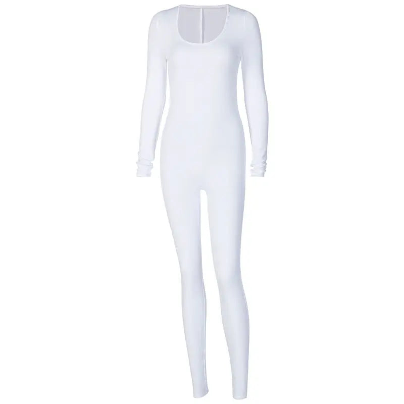 Chic Long Sleeve Body-Hugging Jumpsuit with Curve-Lifting Design Silver Sam