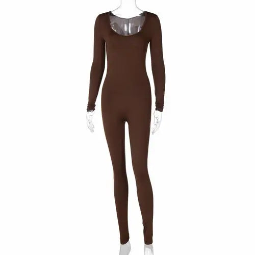 Chic Long Sleeve Body-Hugging Jumpsuit with Curve-Lifting Design Silver Sam