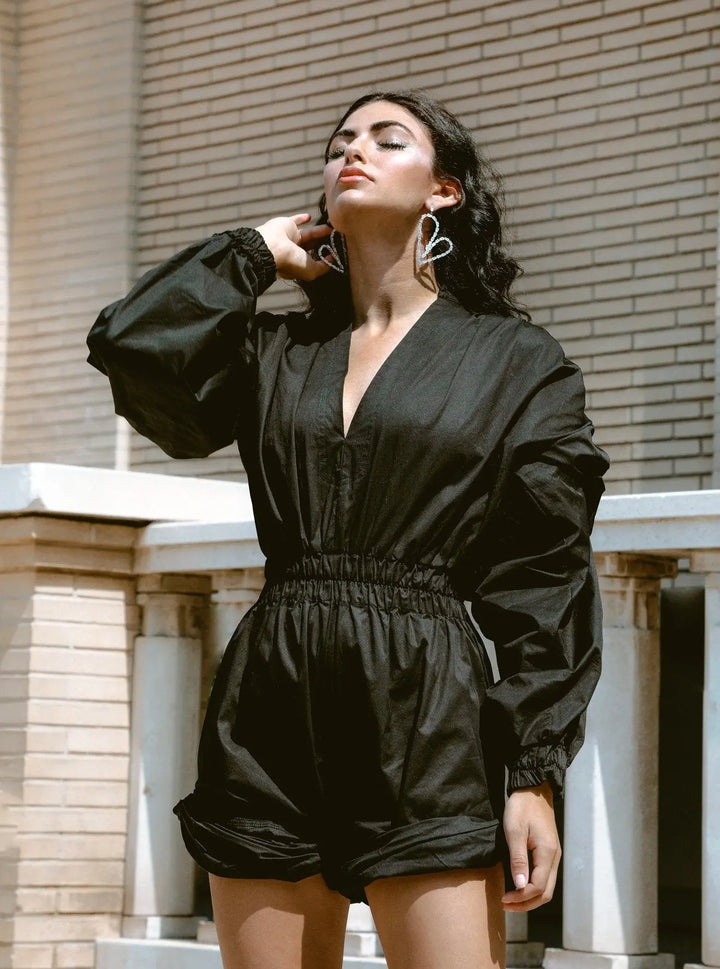 Elegant Puff Sleeve Summer Jumpsuit Azure Thanatos