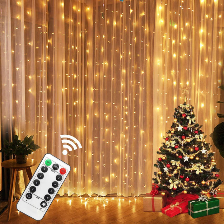 Remote-Controlled LED Curtain String Lights - USB-Powered Christmas Window Decorations for Home and Room Pink Lucy