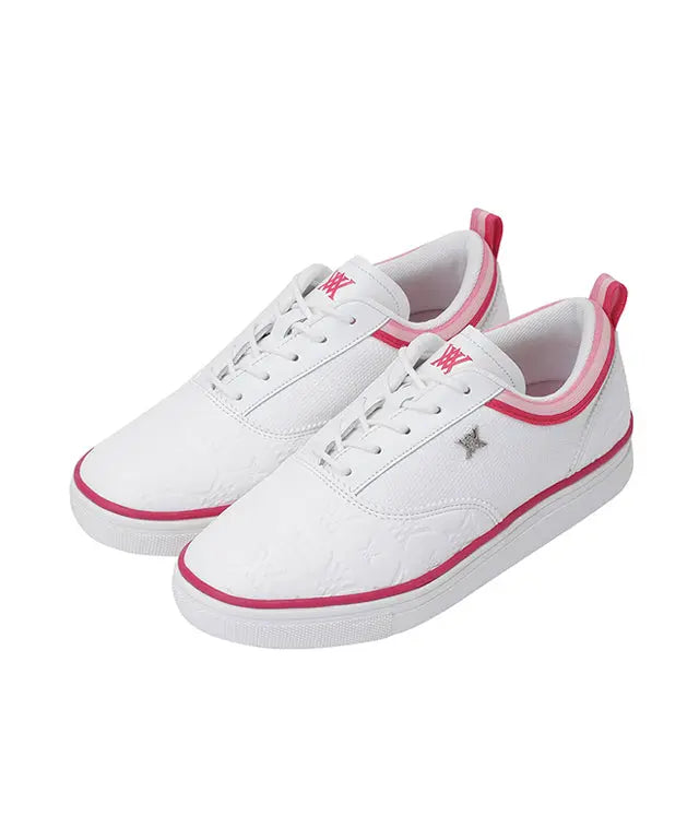 ANEW Golf: Women's Stylish Pink Leather Golf Shoes with Monogram Amethyst Lucy