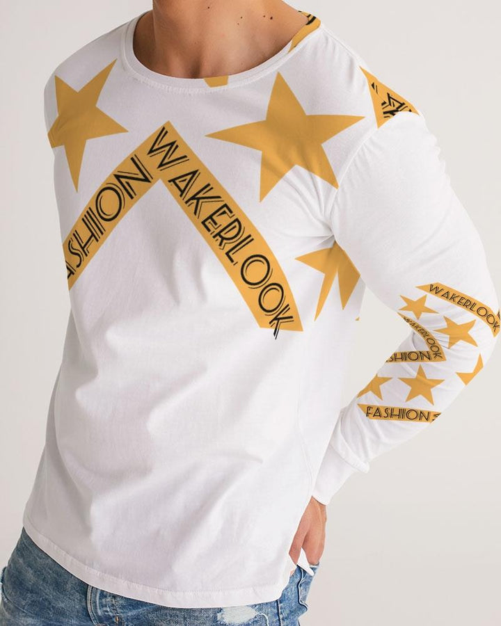 Men's Fashion Long Sleeve Wakerlook Tee Sky Blue Saffron