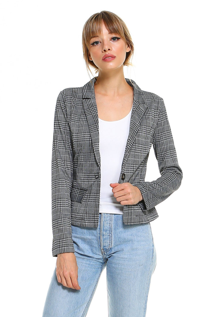 Classic Plaid Fitted Blazer Indigo Arrowwood