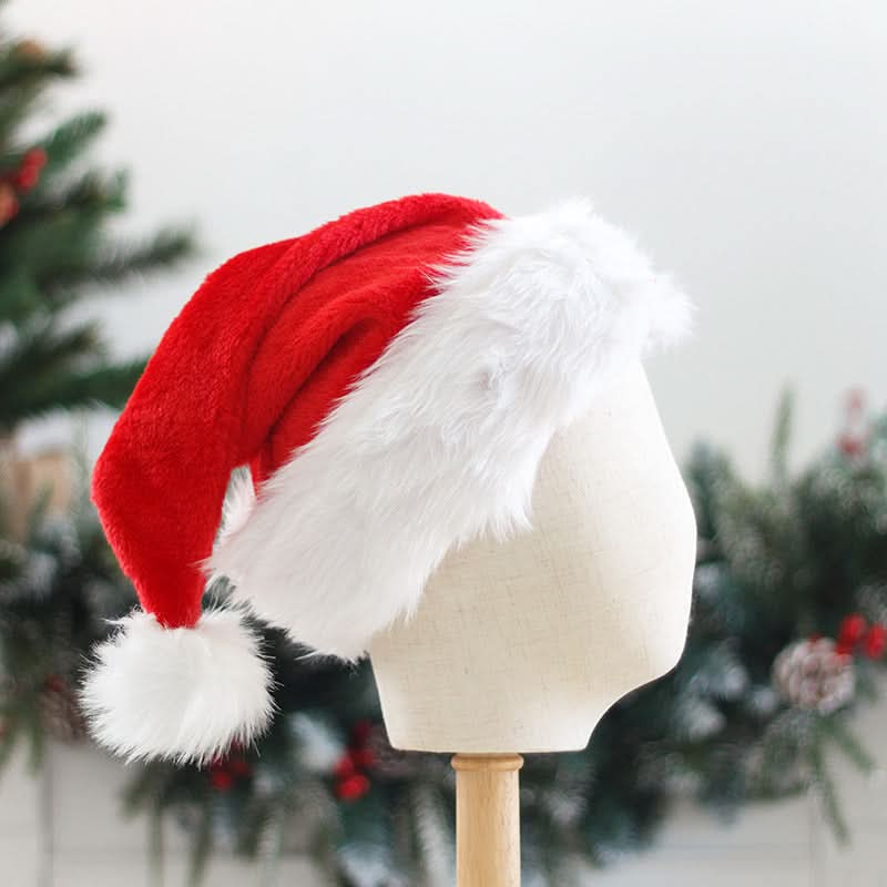 Festive Extra-Thick Plush Santa Hats for Christmas Celebrations