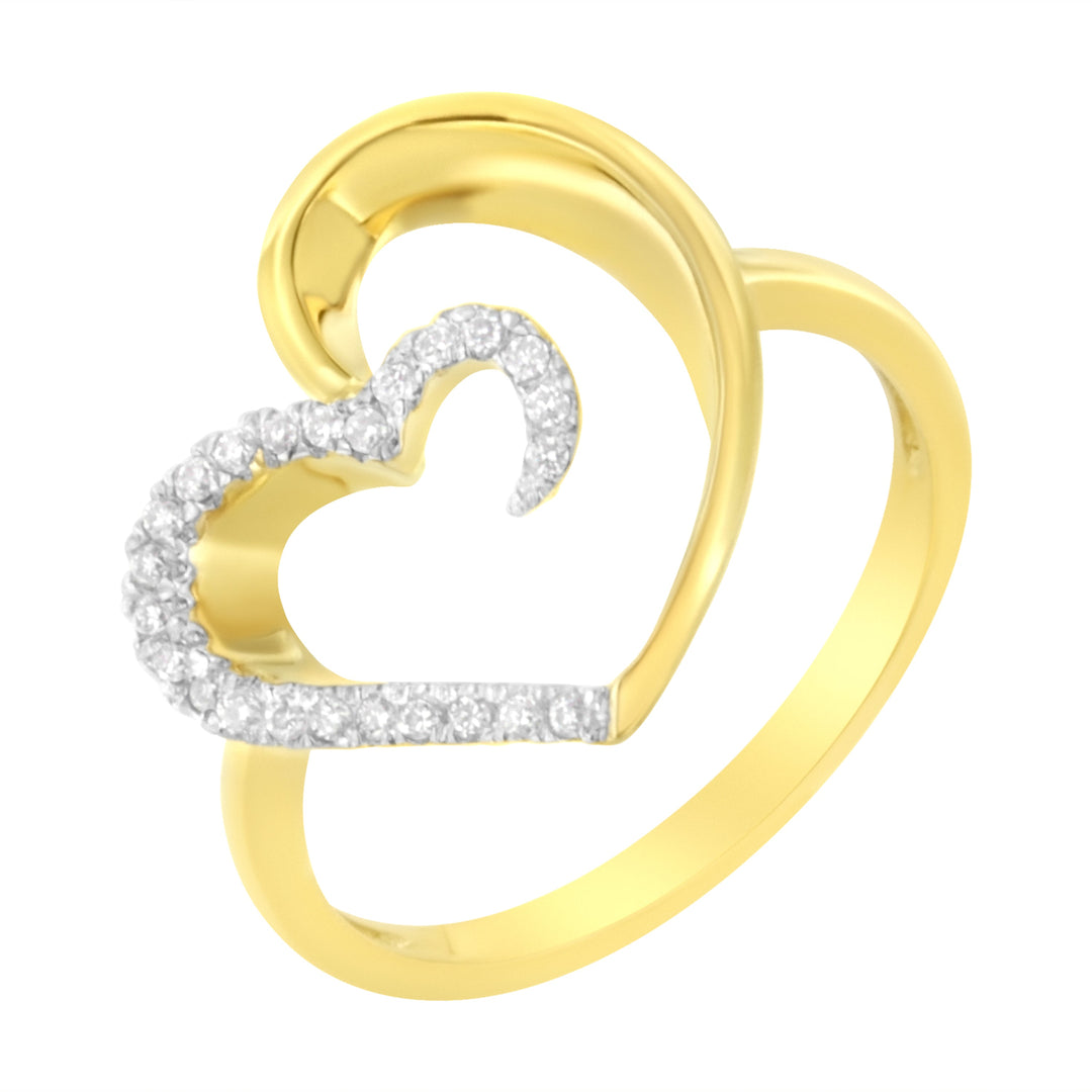 14KT Yellow Gold 1/10 ctw. Diamond Heart Shape Ring (K-L, I1-I2) Lime Shadow