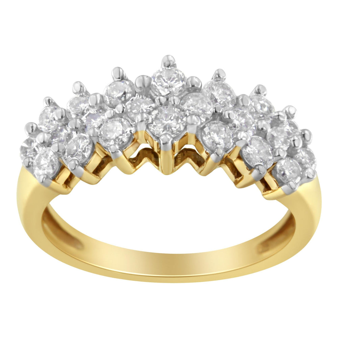 10K Yellow Gold Round Diamond Ring (1 cttw, J-K Color, I1-I2 Clarity) Lime Shadow