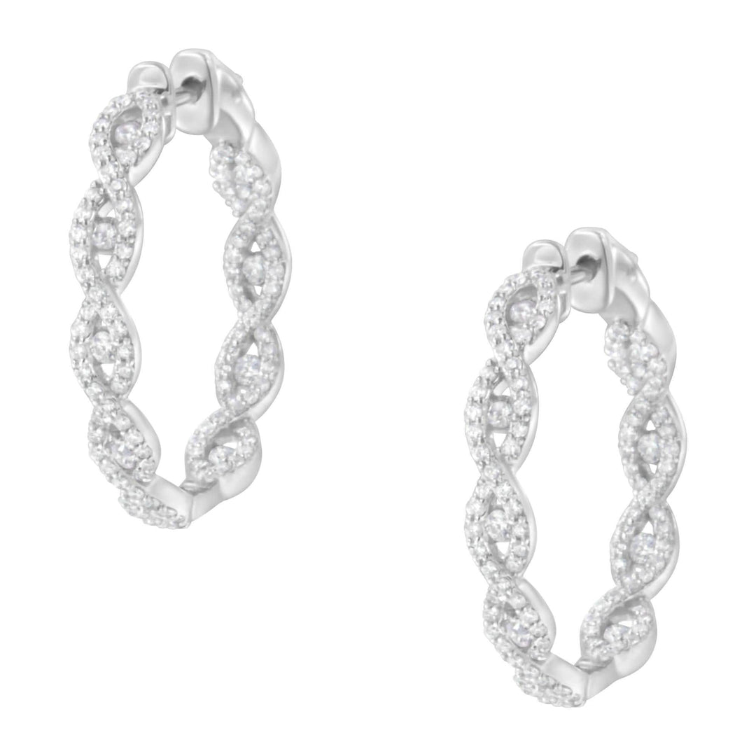 10K White Gold Diamond Infinity Hoop Earrings (1 1/2 cttw, H-I Color, I1-I2 Clarity) Lime Shadow