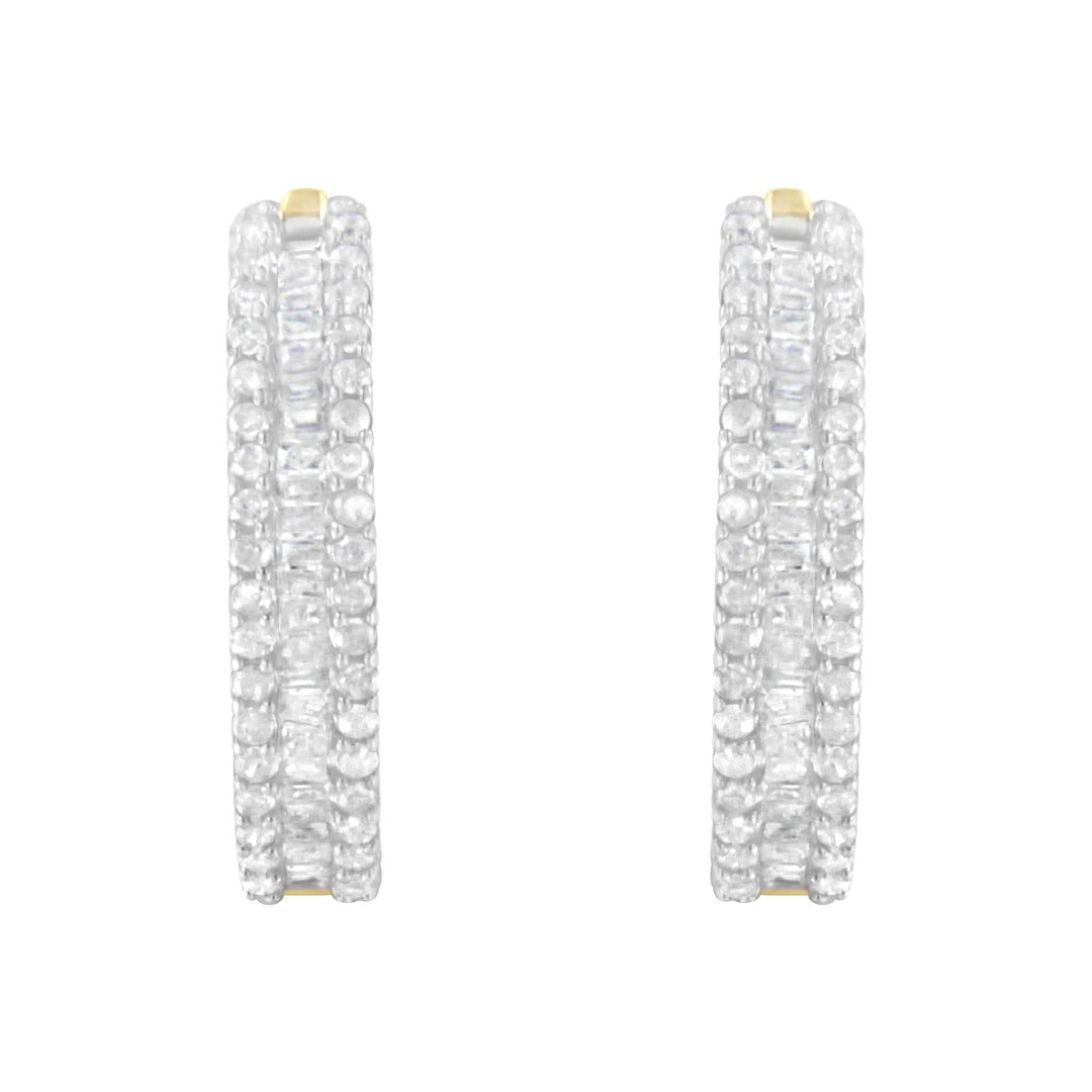 Sophisticated 10K Yellow Gold Diamond Hoop Earrings (3/4 cttw, I-J Color, I2-I3) Lime Shadow