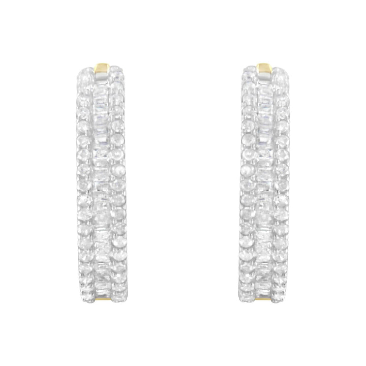 Sophisticated 10K Yellow Gold Diamond Hoop Earrings (3/4 cttw, I-J Color, I2-I3) Lime Shadow