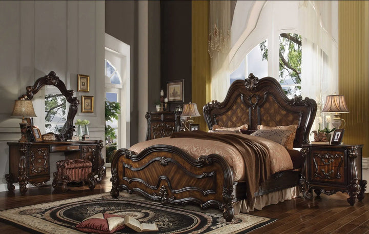 Timeless Cherry Oak and Poly Resin Eastern King Bed Set - Luxurious Vintage Elegance Jade