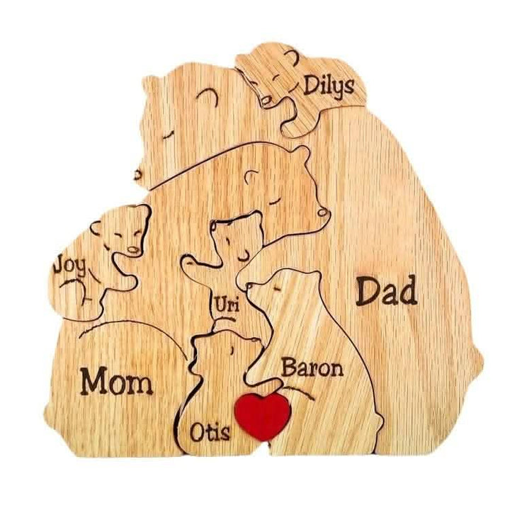 Handmade Wooden Bear Family Personalized Carving Crafts