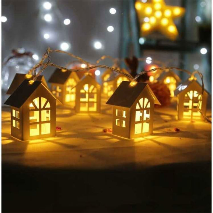 2M 10-Piece LED Fairy Light String - Charming House Design for Christmas, Weddings, and Celebrations Pink Lucy