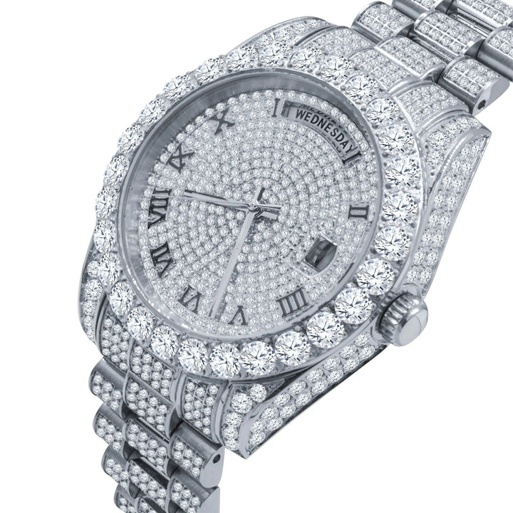 Moissanite Radiance: ICEMAN Opulent Timepiece I 590011 Lilac Quartz