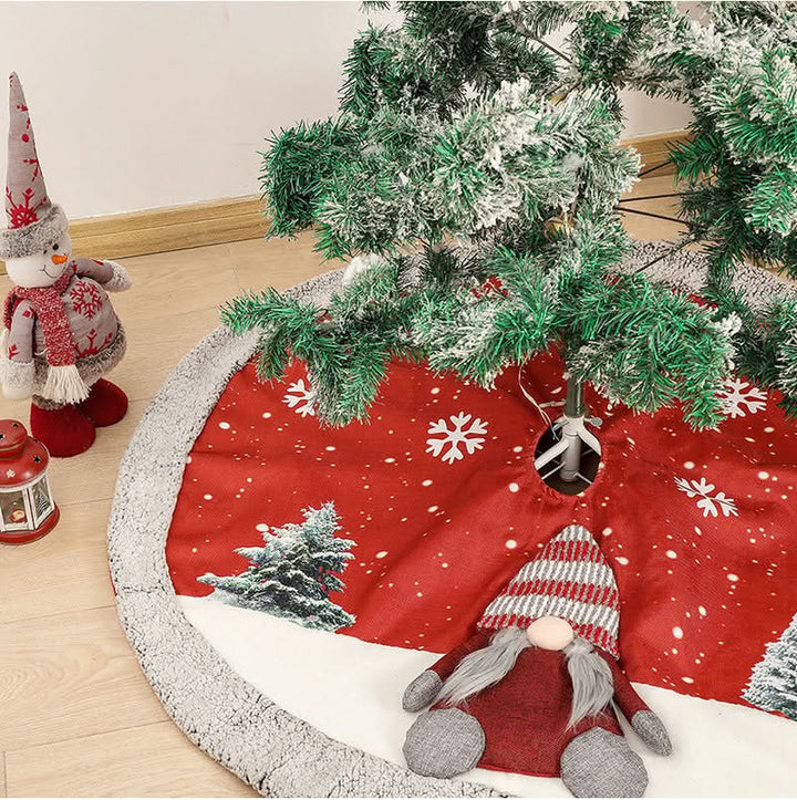 Linen Christmas Tree Skirt with Plush Bottom