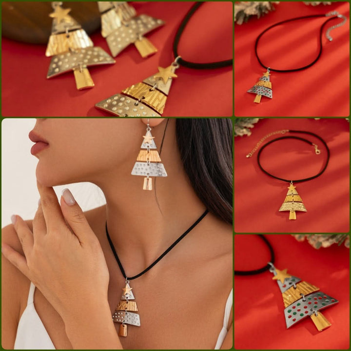 Earrings Fashion Pendant Necklace Suit Xmas Tree Earrings