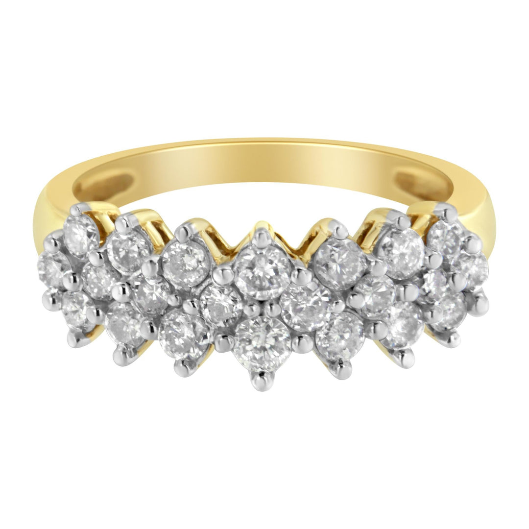 10K Yellow Gold Round Diamond Ring (1 cttw, J-K Color, I1-I2 Clarity) Lime Shadow