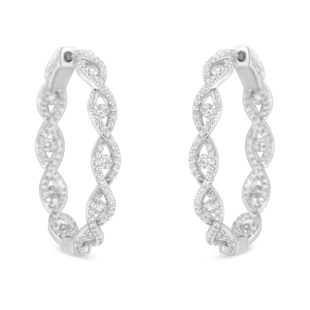 10K White Gold Diamond Infinity Hoop Earrings (1 1/2 cttw, H-I Color, I1-I2 Clarity) Lime Shadow