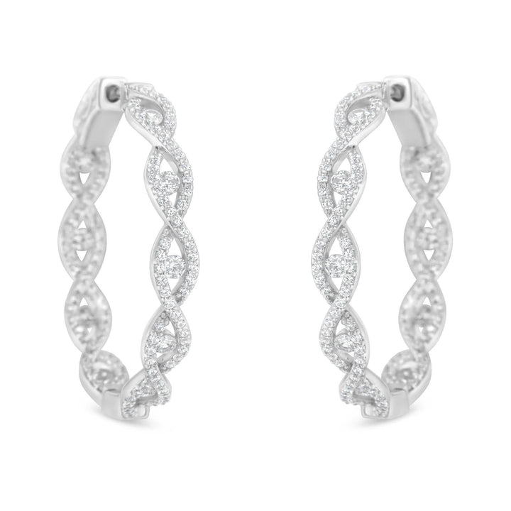 10K White Gold Diamond Infinity Hoop Earrings (1 1/2 cttw, H-I Color, I1-I2 Clarity) Lime Shadow