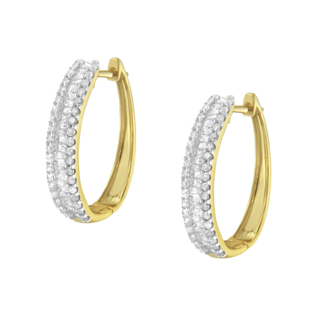 Sophisticated 10K Yellow Gold Diamond Hoop Earrings (3/4 cttw, I-J Color, I2-I3) Lime Shadow