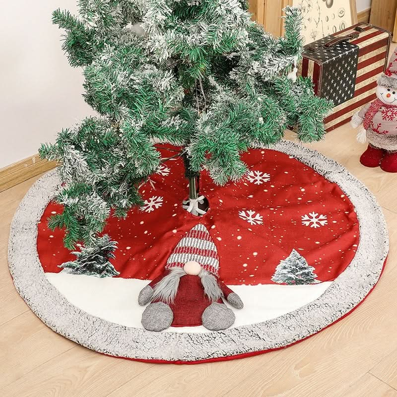 Linen Christmas Tree Skirt with Plush Bottom