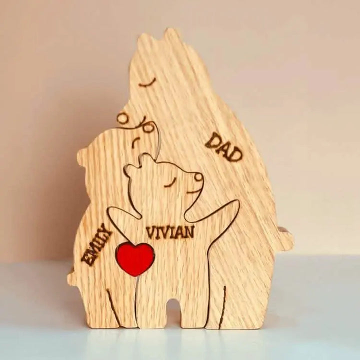 Handmade Wooden Bear Family Personalized Carving Crafts