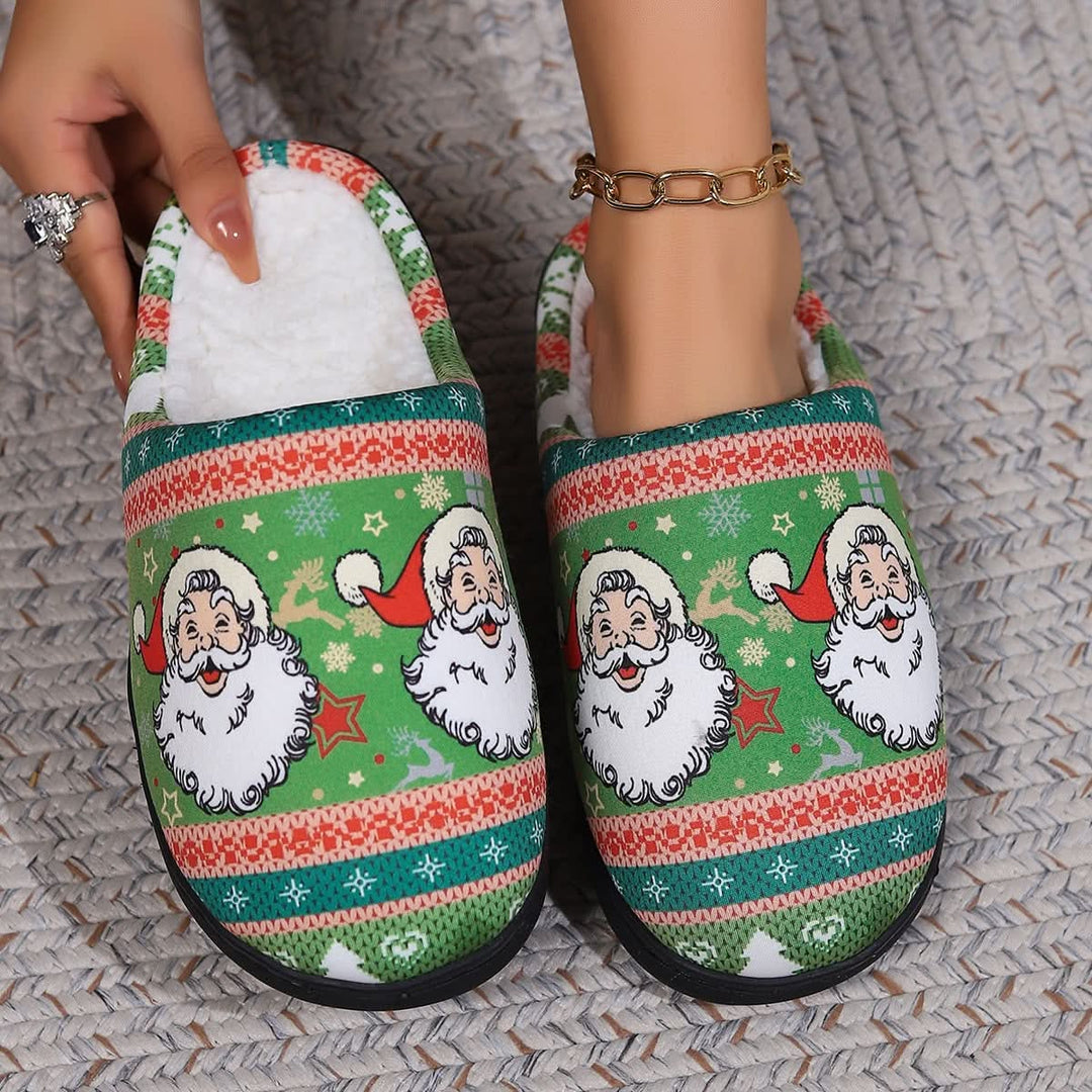 Cozy Plush Christmas Themed Slippers with Anti-Slip Sole for Indoor Use Pink Lucy